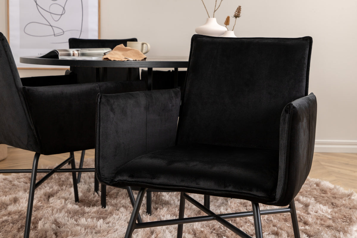 Venture Design Copenhagen & Petra Runda Matbord ⌀140 Svart + Matstolar Svart