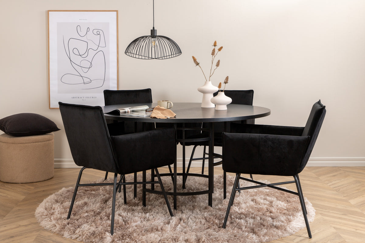 Venture Design Copenhagen & Petra Runda Matbord ⌀140 Svart + Matstolar Svart