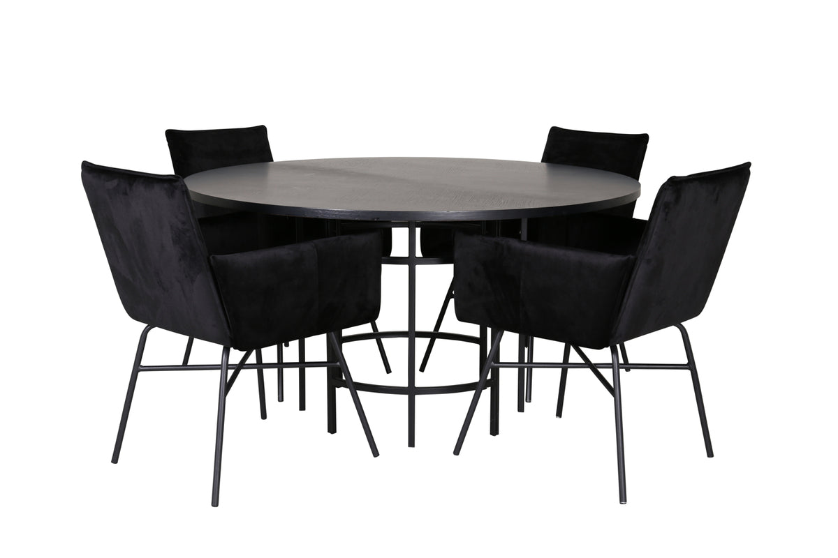 Venture Design Copenhagen & Petra Runda Matbord ⌀140 Svart + Matstolar Svart