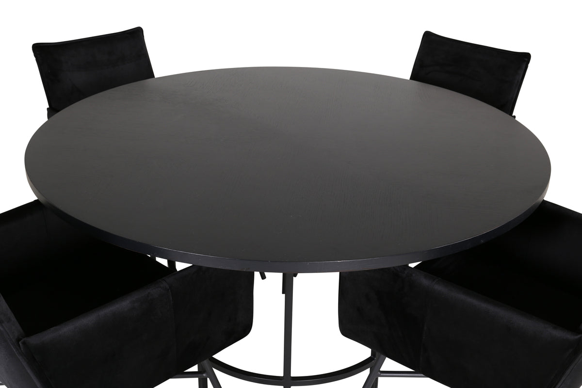 Venture Design Copenhagen & Petra Runda Matbord ⌀140 Svart + Matstolar Svart