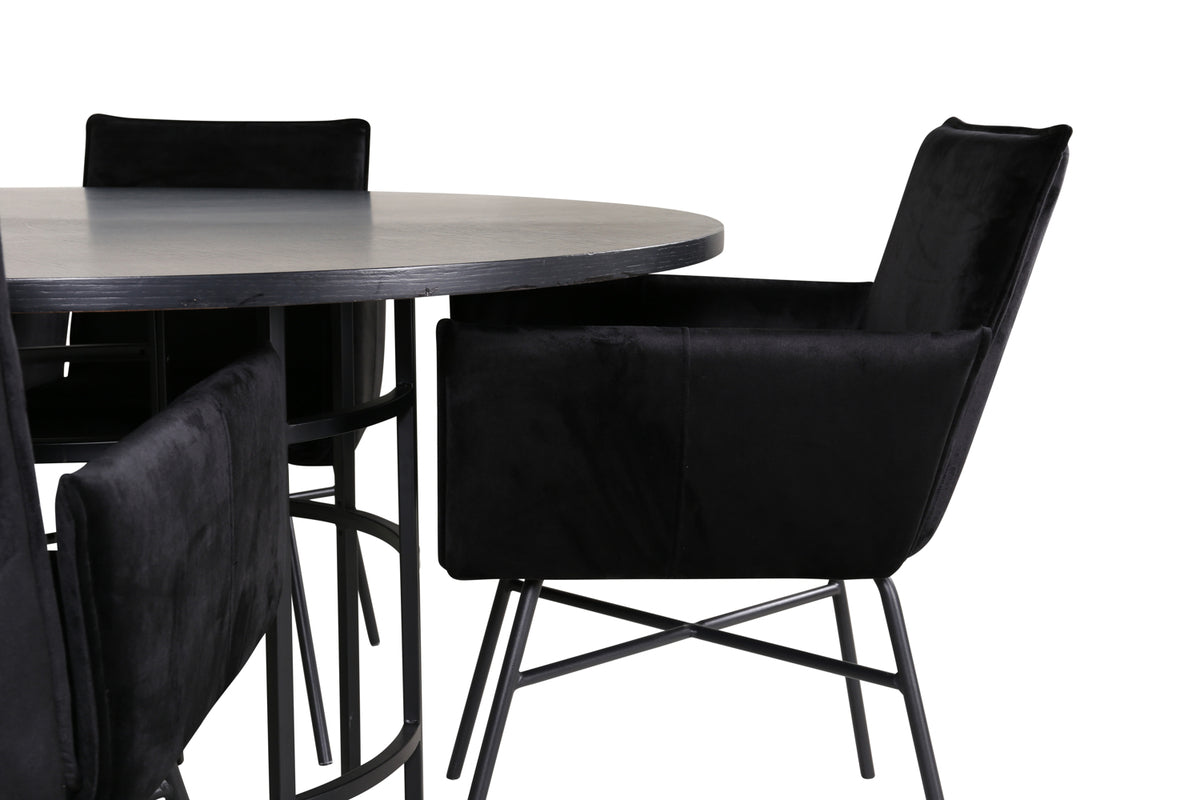 Venture Design Copenhagen & Petra Runda Matbord ⌀140 Svart + Matstolar Svart