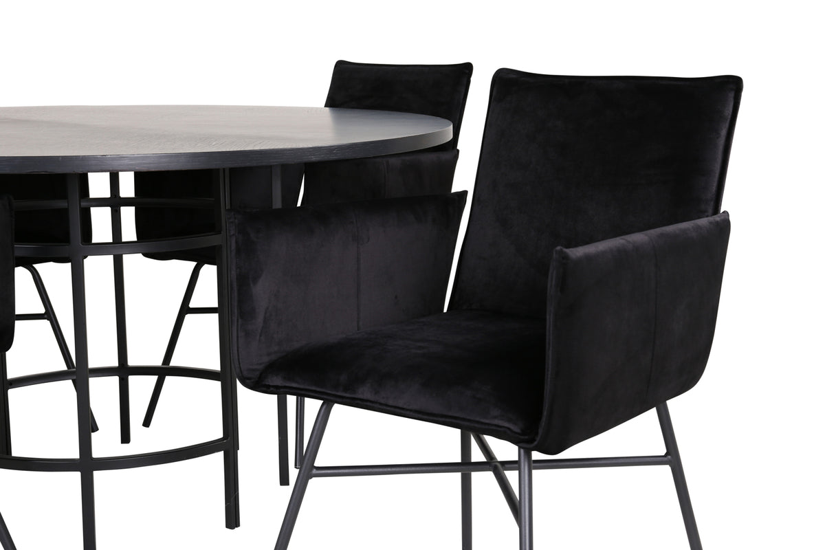 Venture Design Copenhagen & Petra Runda Matbord ⌀140 Svart + Matstolar Svart