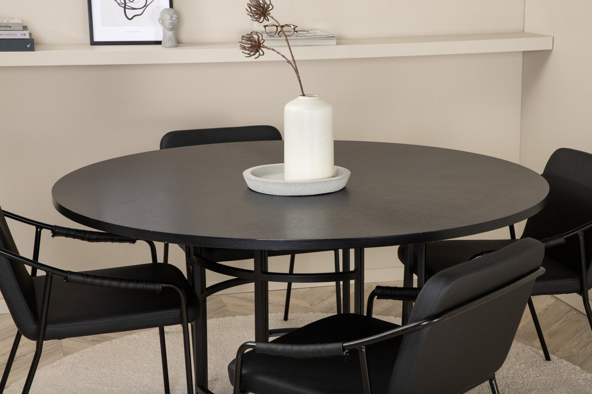 Venture Design Copenhagen & Tvist Matbord ⌀140 + Matstolar Svart