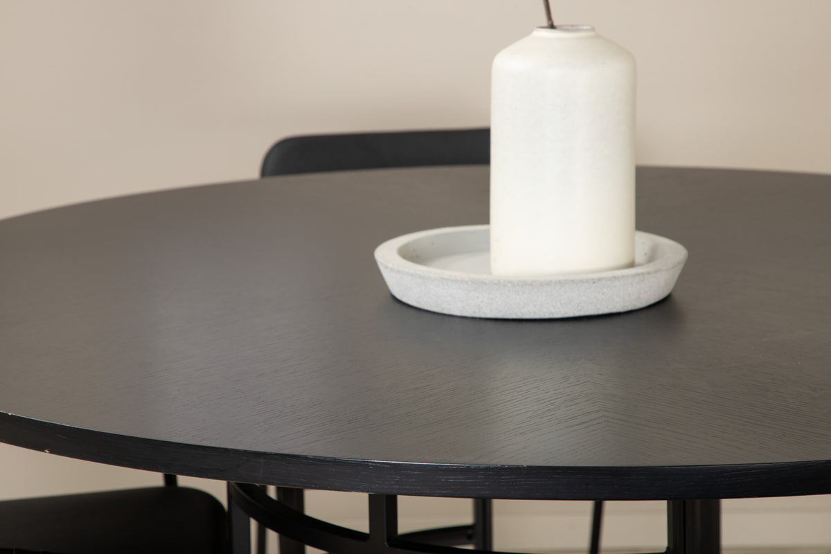 Venture Design Copenhagen & Tvist Matbord ⌀140 + Matstolar Svart