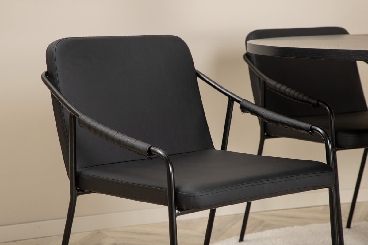 Venture Design Copenhagen & Tvist Matbord ⌀140 + Matstolar Svart