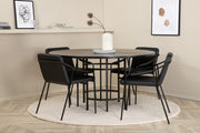 Venture Design Copenhagen & Tvist Matbord ⌀140 + Matstolar Svart