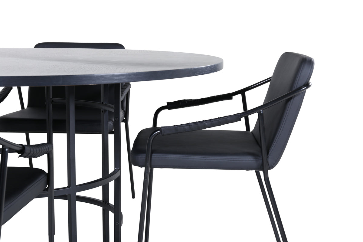 Venture Design Copenhagen & Tvist Matbord ⌀140 + Matstolar Svart