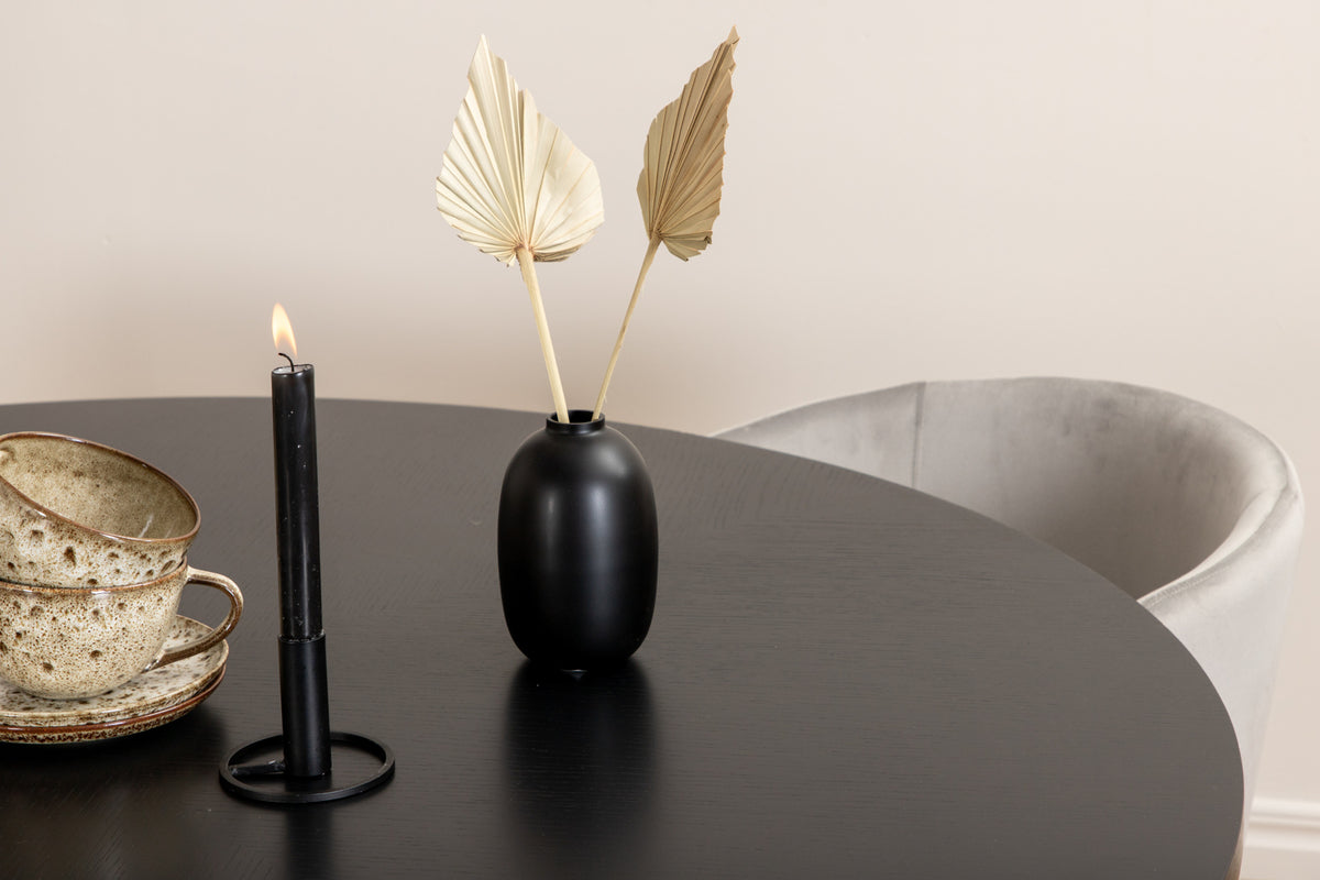 Venture Design Copenhagen & Berit Runda Matbord ⌀140 Svart + Matstolar Grå