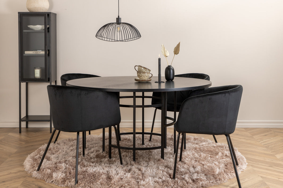 Venture Design Copenhagen & Berit Runda Matbord ⌀140 Svart + Matstolar Svart