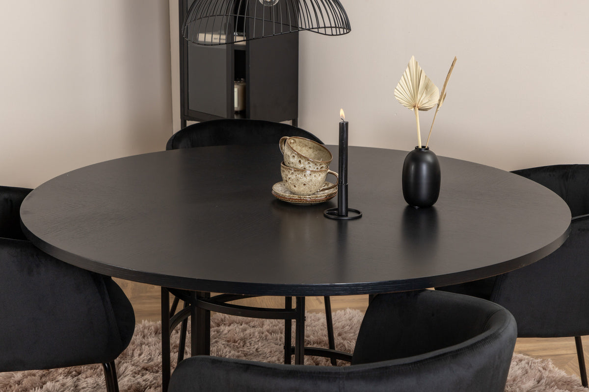 Venture Design Copenhagen & Berit Runda Matbord ⌀140 Svart + Matstolar Svart
