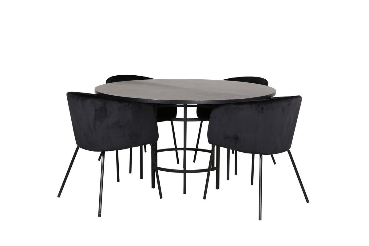 Venture Design Copenhagen & Berit Runda Matbord ⌀140 Svart + Matstolar Svart