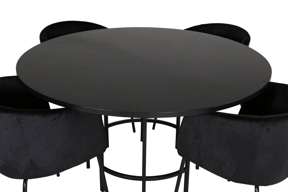 Venture Design Copenhagen & Berit Runda Matbord ⌀140 Svart + Matstolar Svart