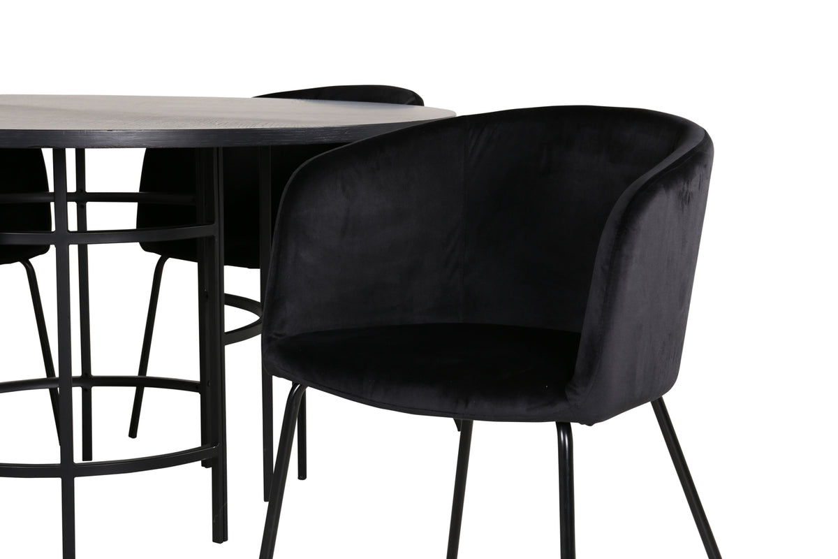 Venture Design Copenhagen & Berit Runda Matbord ⌀140 Svart + Matstolar Svart