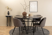 Venture Design Copenhagen & Velvet Runda Matbord ⌀140 Svart + Matstolar 2-pack Grå