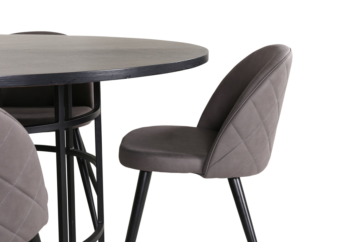 Venture Design Copenhagen & Velvet Runda Matbord ⌀140 Svart + Matstolar 2-pack Grå