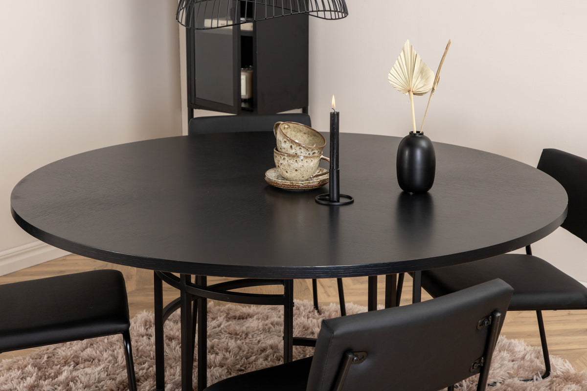 Venture Design Copenhagen & Kenth Matbord ⌀140 + Matstolar Svart
