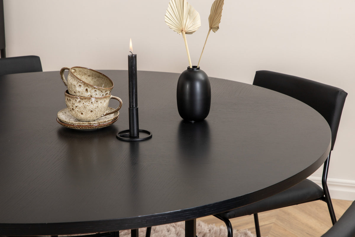 Venture Design Copenhagen & Kenth Matbord ⌀140 + Matstolar Svart
