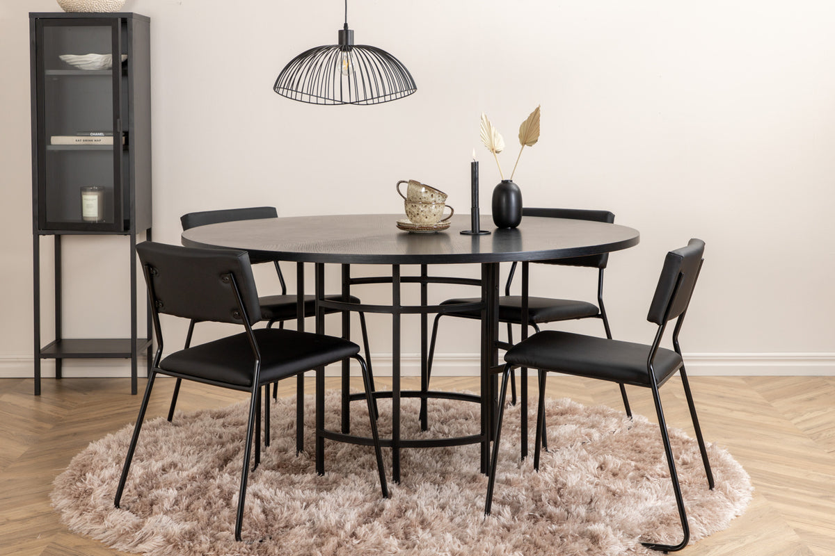 Venture Design Copenhagen & Kenth Matbord ⌀140 + Matstolar Svart