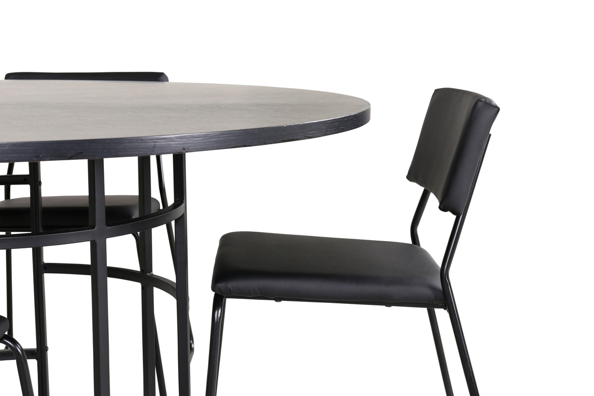 Venture Design Copenhagen & Kenth Matbord ⌀140 + Matstolar Svart