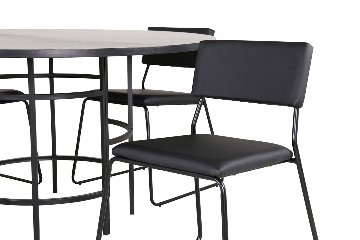 Venture Design Copenhagen & Kenth Matbord ⌀140 + Matstolar Svart