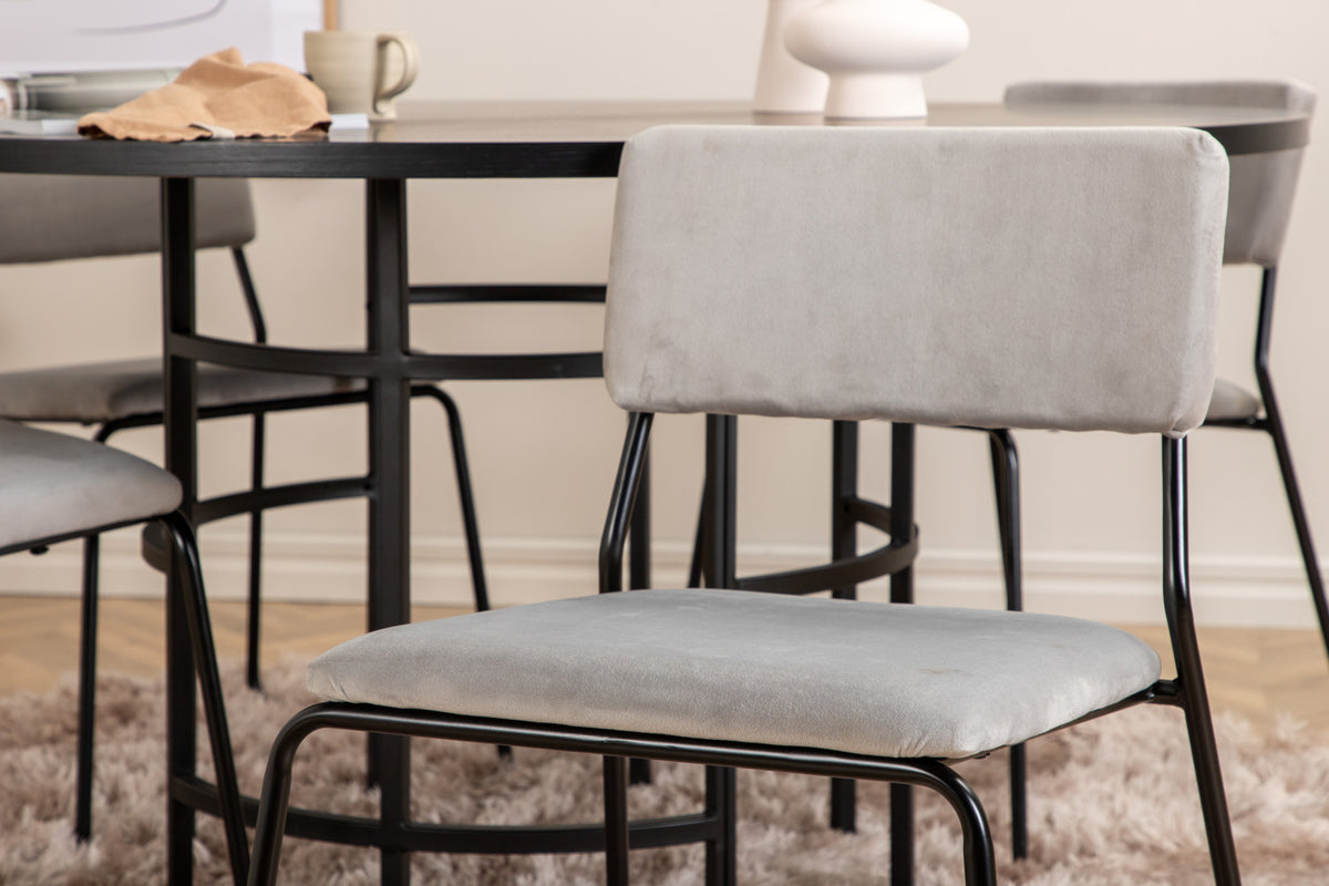 Venture Design Copenhagen & Kenth Runda Matbord ⌀140 Svart + Matstolar 2-pack Grå