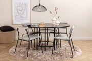 Venture Design Copenhagen & Kenth Runda Matbord ⌀140 Svart + Matstolar 2-pack Grå