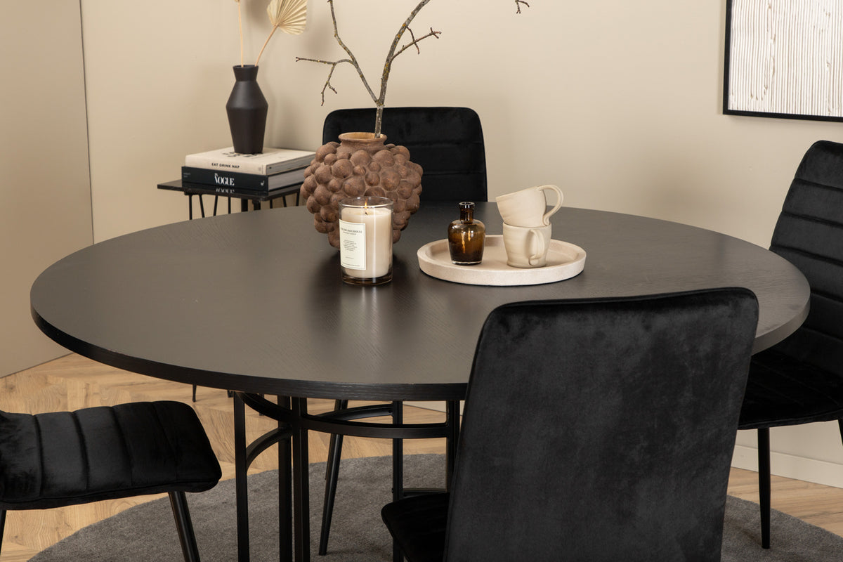 Venture Design Copenhagen & Windu Runda Matbord ⌀140 Svart + Matstolar 2-pack Svart