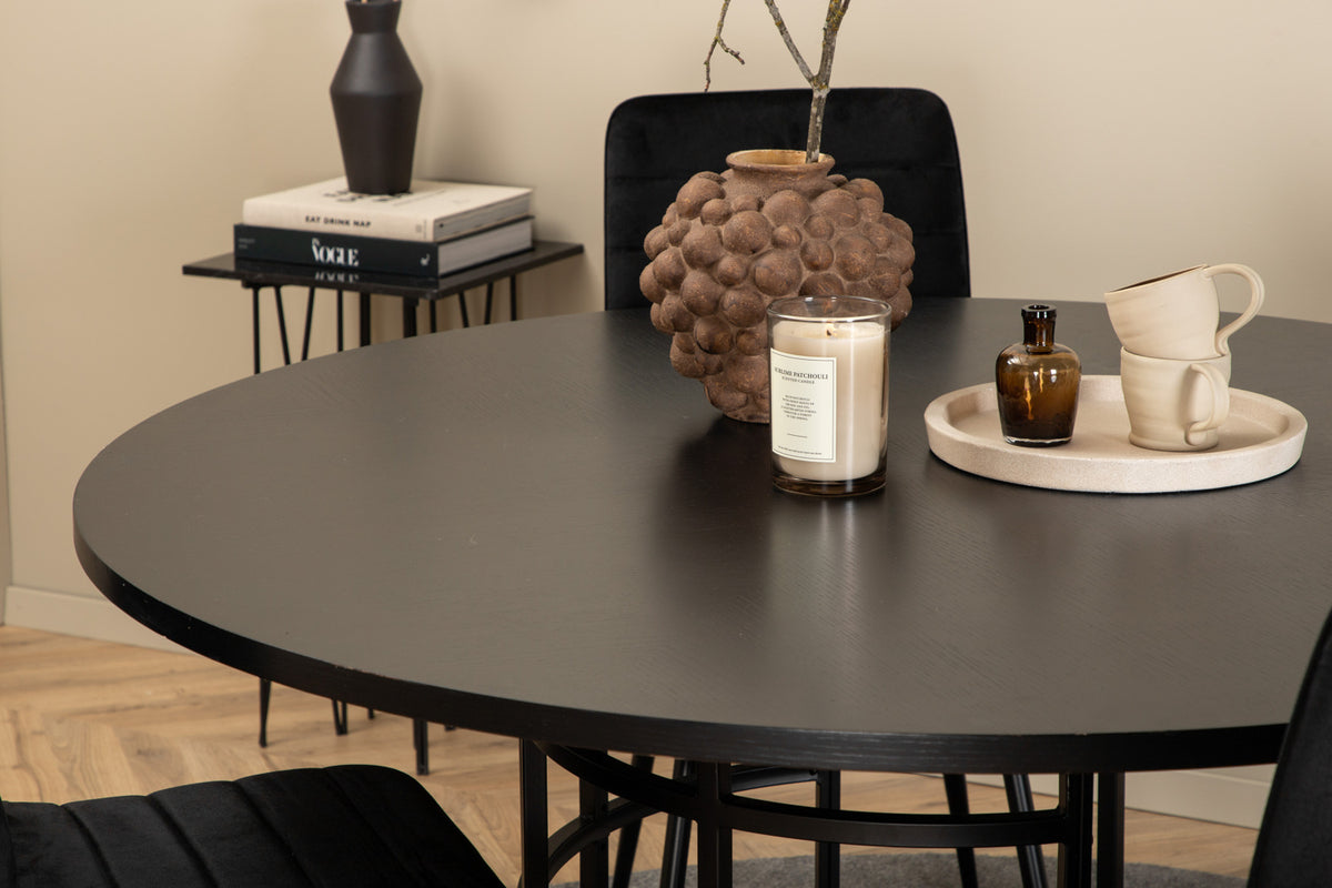 Venture Design Copenhagen & Windu Runda Matbord ⌀140 Svart + Matstolar 2-pack Svart