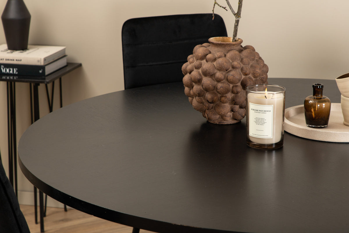 Venture Design Copenhagen & Windu Runda Matbord ⌀140 Svart + Matstolar 2-pack Svart