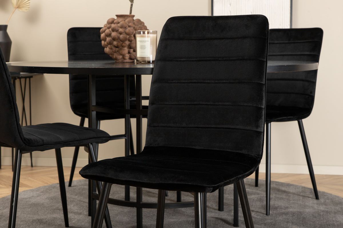 Venture Design Copenhagen & Windu Runda Matbord ⌀140 Svart + Matstolar 2-pack Svart
