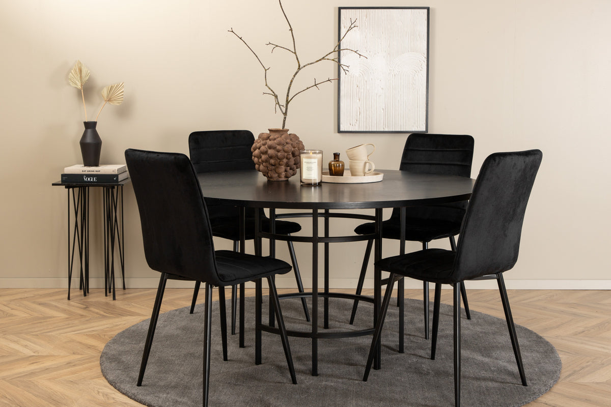 Venture Design Copenhagen & Windu Runda Matbord ⌀140 Svart + Matstolar 2-pack Svart