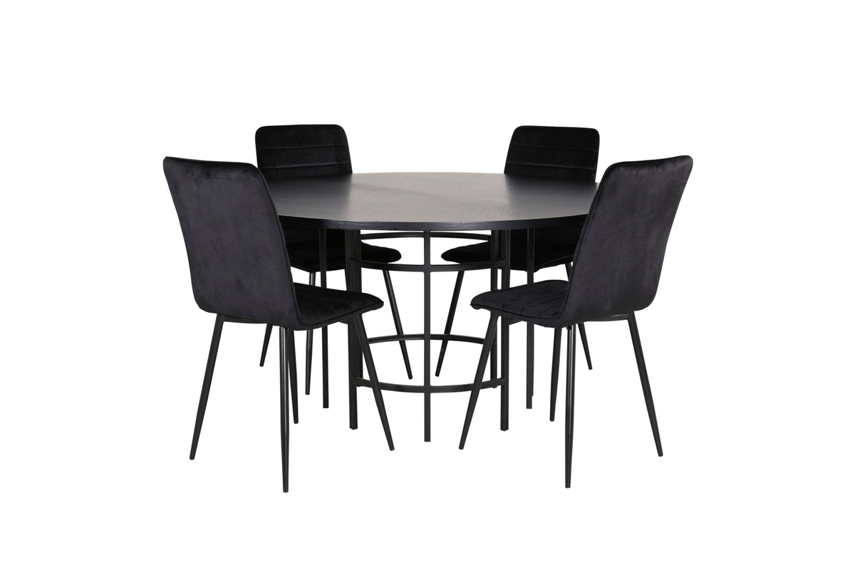 Venture Design Copenhagen & Windu Runda Matbord ⌀140 Svart + Matstolar 2-pack Svart