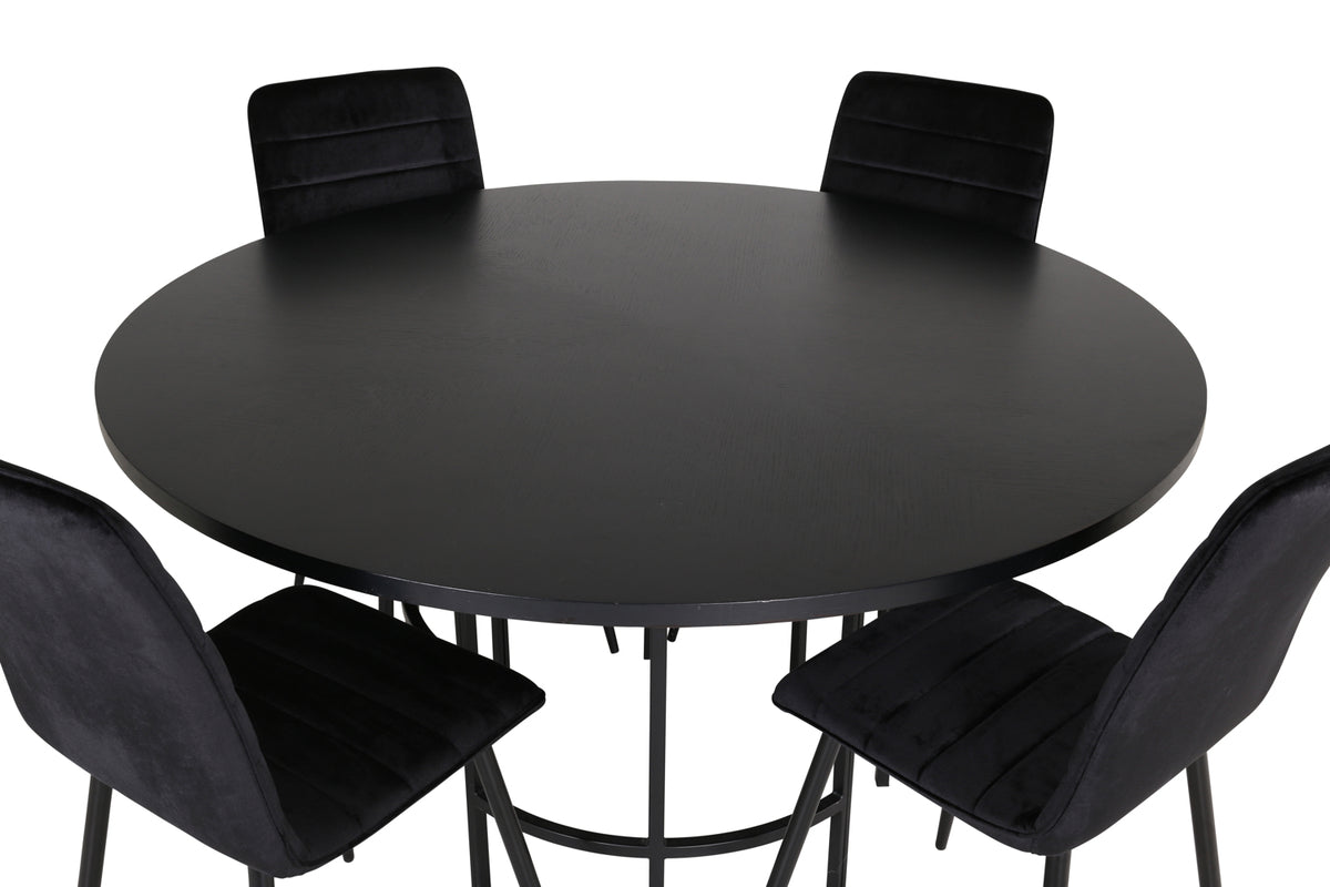 Venture Design Copenhagen & Windu Runda Matbord ⌀140 Svart + Matstolar 2-pack Svart