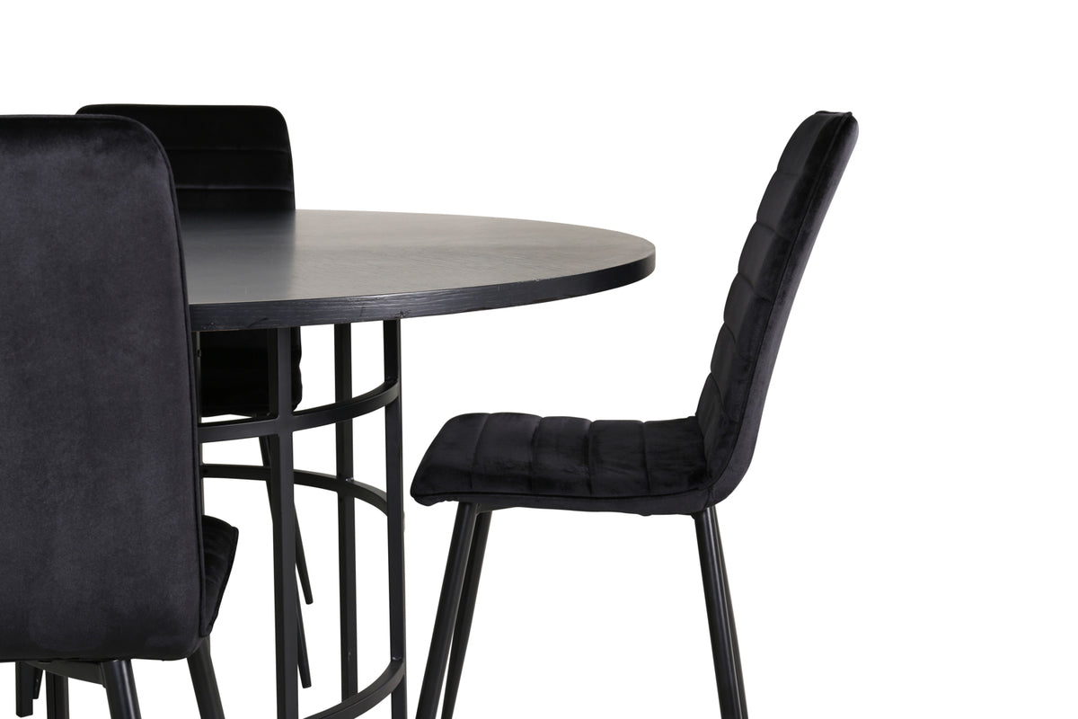 Venture Design Copenhagen & Windu Runda Matbord ⌀140 Svart + Matstolar 2-pack Svart