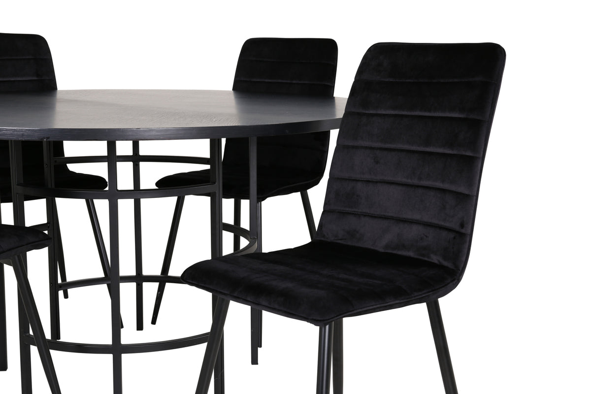 Venture Design Copenhagen & Windu Runda Matbord ⌀140 Svart + Matstolar 2-pack Svart