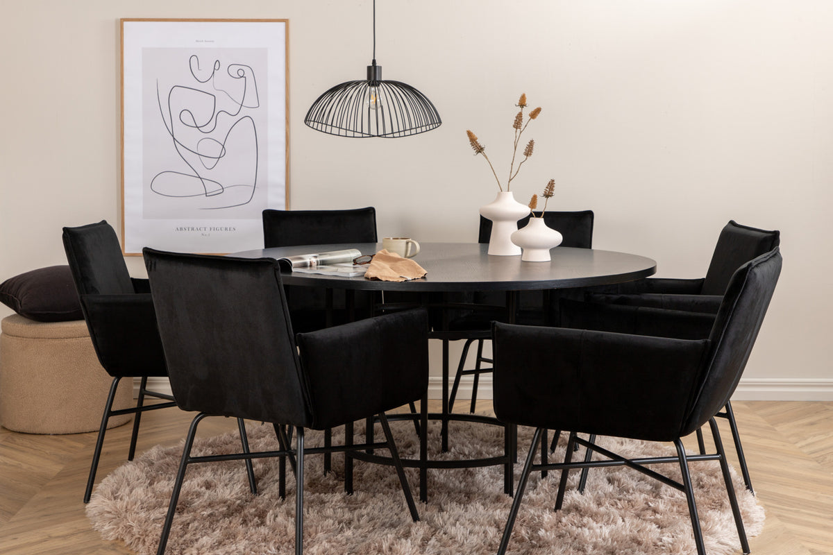 Venture Design Copenhagen & Petra Runda Matbord ⌀140 Svart + Matstolar Svart