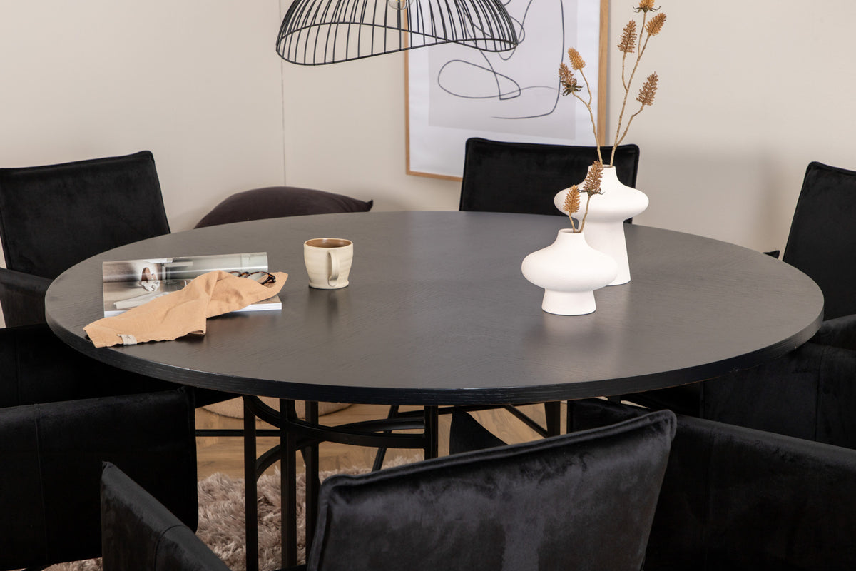 Venture Design Copenhagen & Petra Runda Matbord ⌀140 Svart + Matstolar Svart
