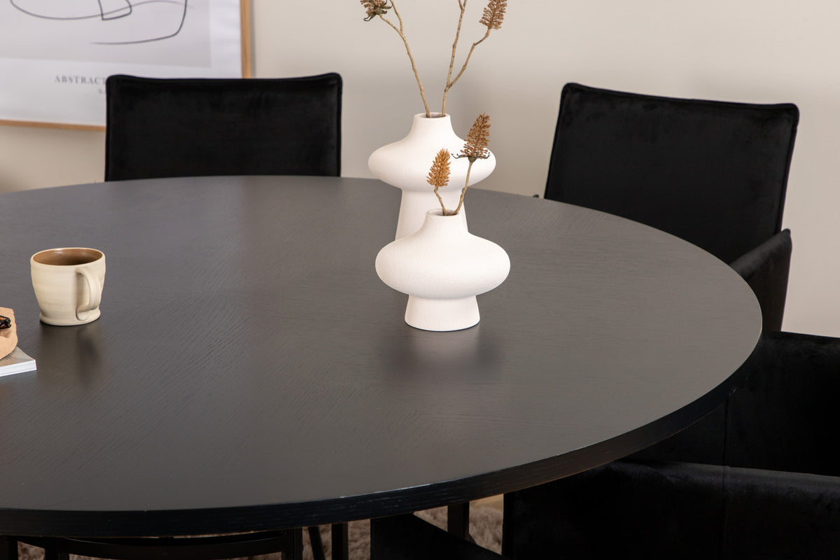 Venture Design Copenhagen & Petra Runda Matbord ⌀140 Svart + Matstolar Svart