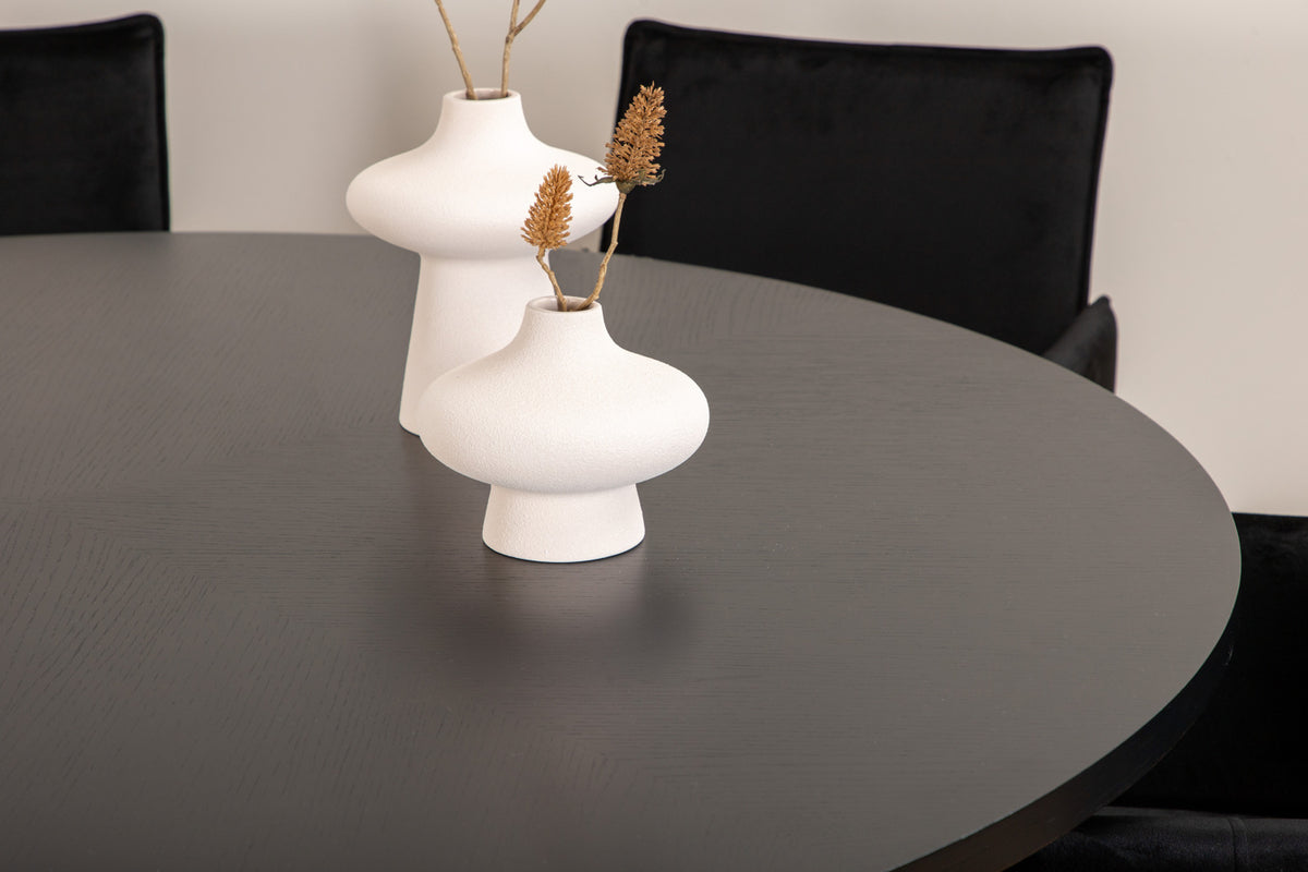 Venture Design Copenhagen & Petra Runda Matbord ⌀140 Svart + Matstolar Svart
