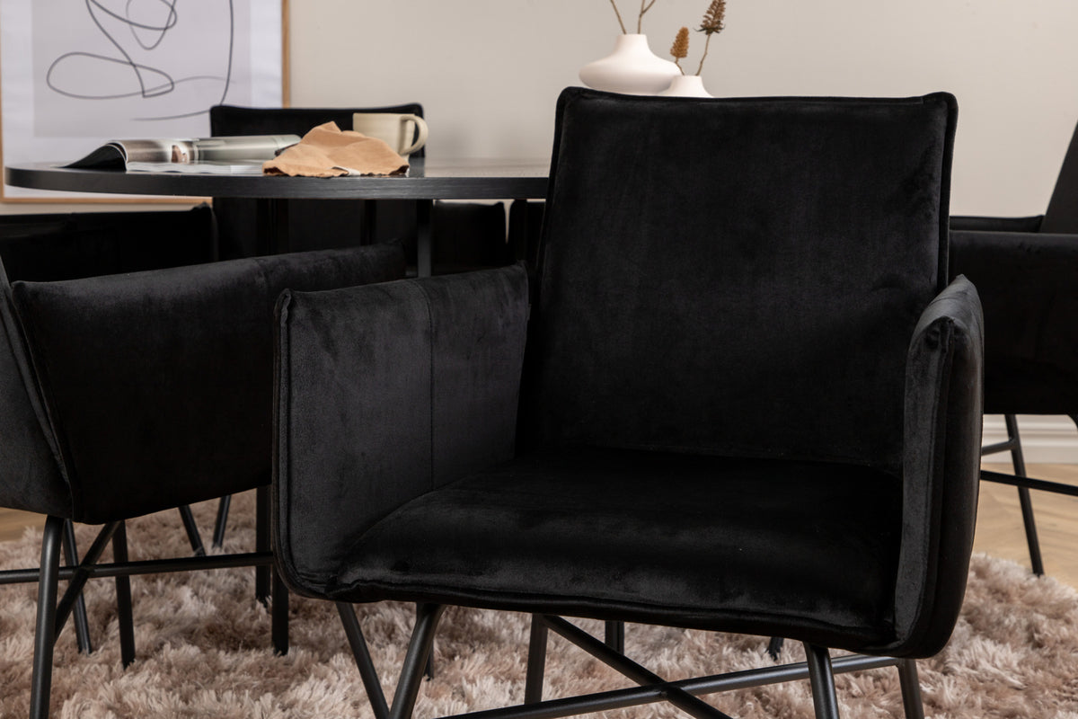 Venture Design Copenhagen & Petra Runda Matbord ⌀140 Svart + Matstolar Svart