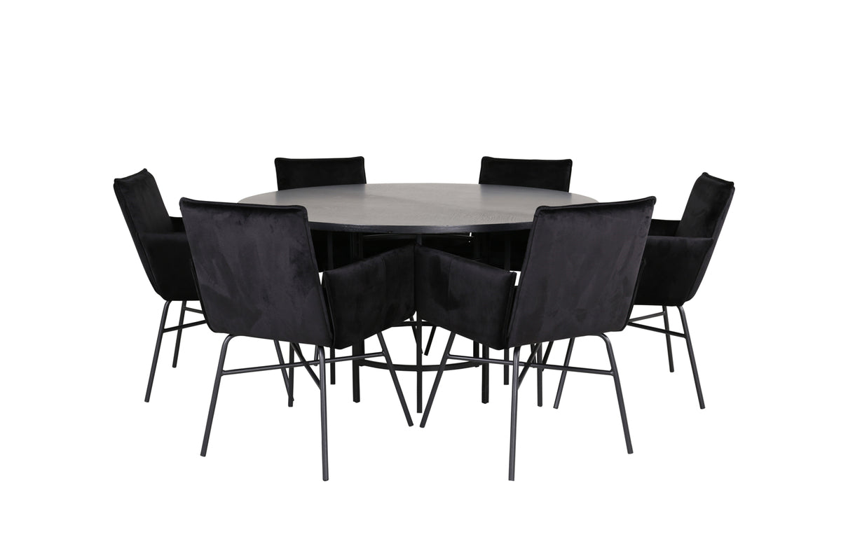 Venture Design Copenhagen & Petra Runda Matbord ⌀140 Svart + Matstolar Svart