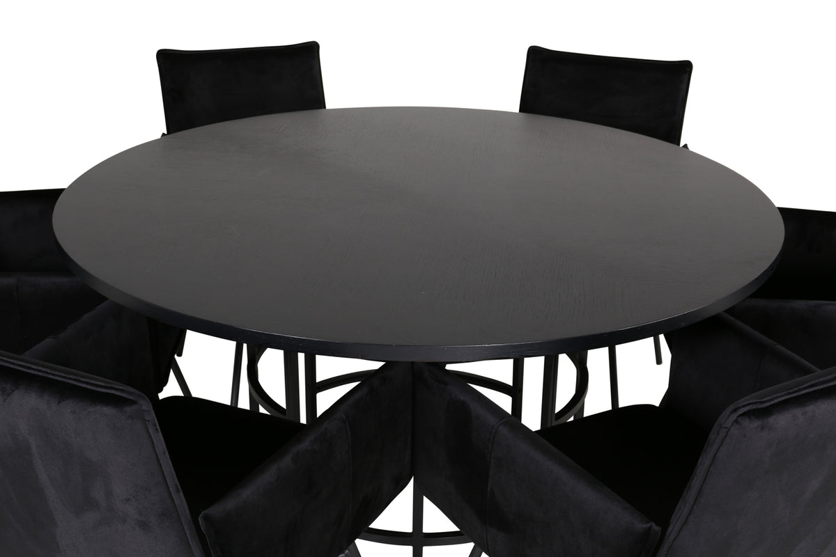 Venture Design Copenhagen & Petra Runda Matbord ⌀140 Svart + Matstolar Svart