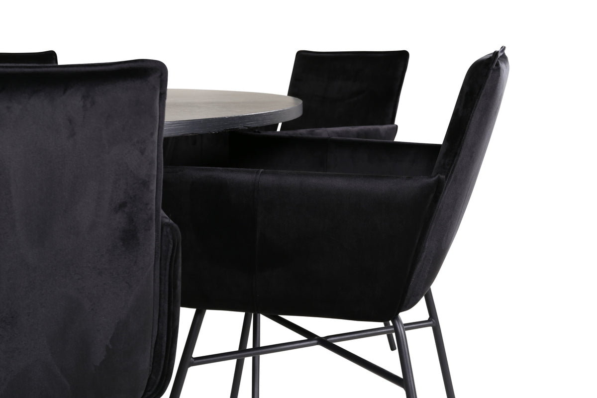 Venture Design Copenhagen & Petra Runda Matbord ⌀140 Svart + Matstolar Svart