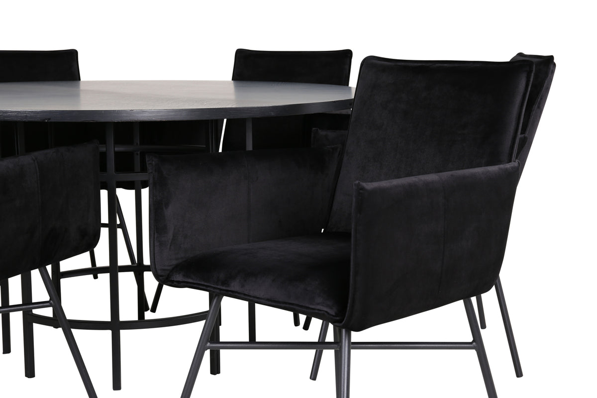 Venture Design Copenhagen & Petra Runda Matbord ⌀140 Svart + Matstolar Svart