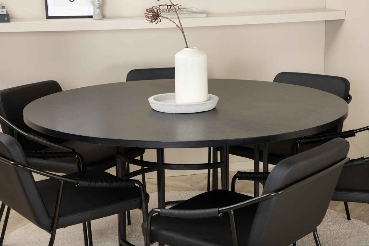 Venture Design Copenhagen & Tvist Matbord ⌀140 + Matstolar Svart