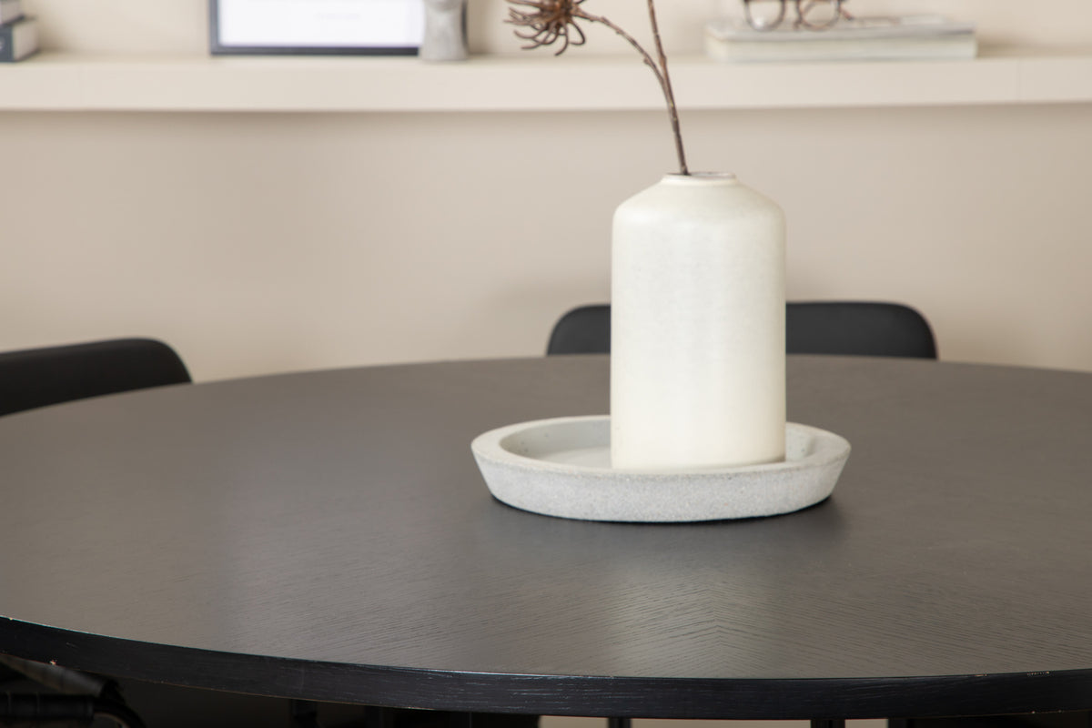 Venture Design Copenhagen & Tvist Matbord ⌀140 + Matstolar Svart