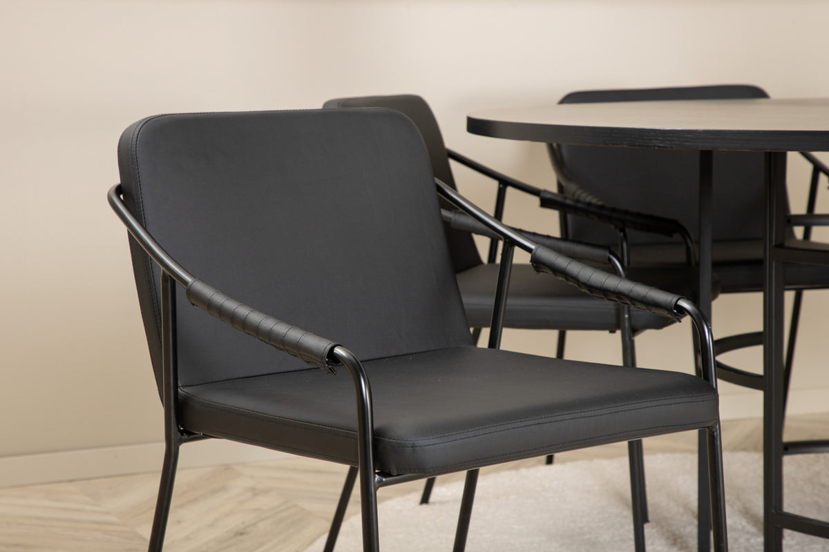 Venture Design Copenhagen & Tvist Matbord ⌀140 + Matstolar Svart