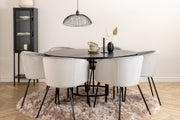 Venture Design Copenhagen & Berit Runda Matbord ⌀140 Svart + Matstolar Grå