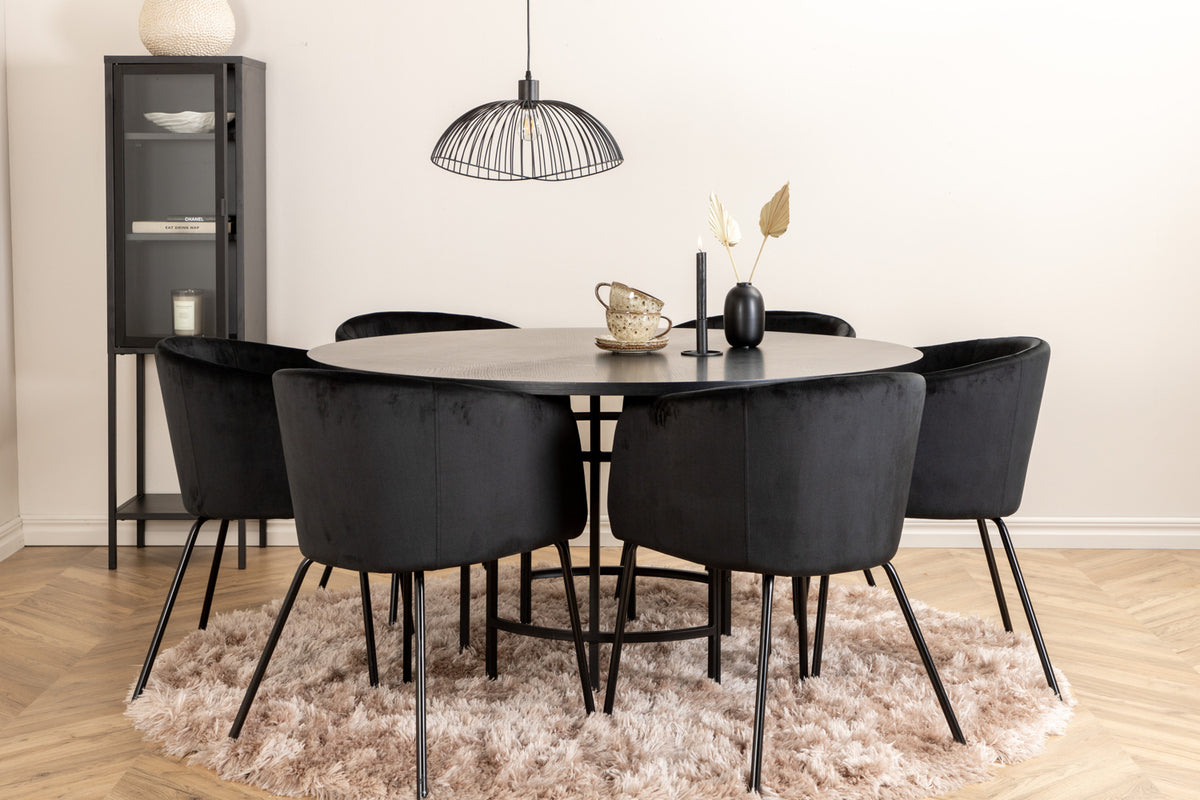 Venture Design Copenhagen & Berit Runda Matbord ⌀140 Svart + Matstolar Svart