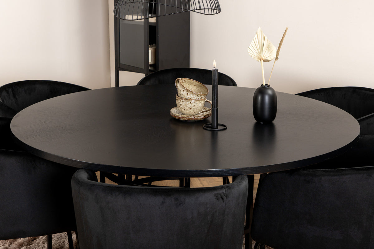 Venture Design Copenhagen & Berit Runda Matbord ⌀140 Svart + Matstolar Svart